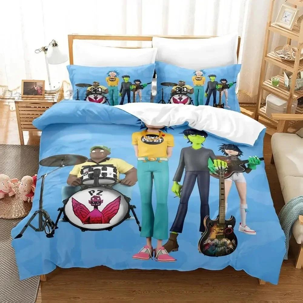 3D Printed Band Gorillaz Anime Duvet Cover Pillowcase Bedding Set Adult Boy Girl Bedroom Decoration Twin Full Queen King Size