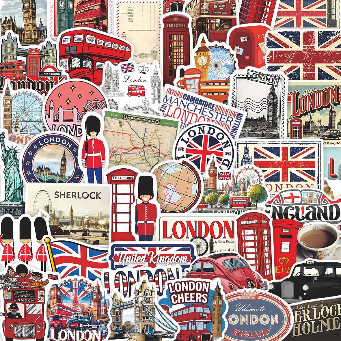 56 Waterproof PVC London Landmarks Retro Stickers - Creative Tourist Souvenirs for DIY Notebooks Planners