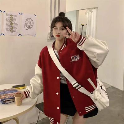 Giubbotti bomber oversize Harajuku Y2k da donna con stampa di lettere ricamate giacca da baseball college vintage streetwear coreano