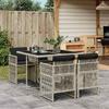 vidaXL 5 Pcs. Garden Dining Set with Cushions Light Grey Poly Rattan