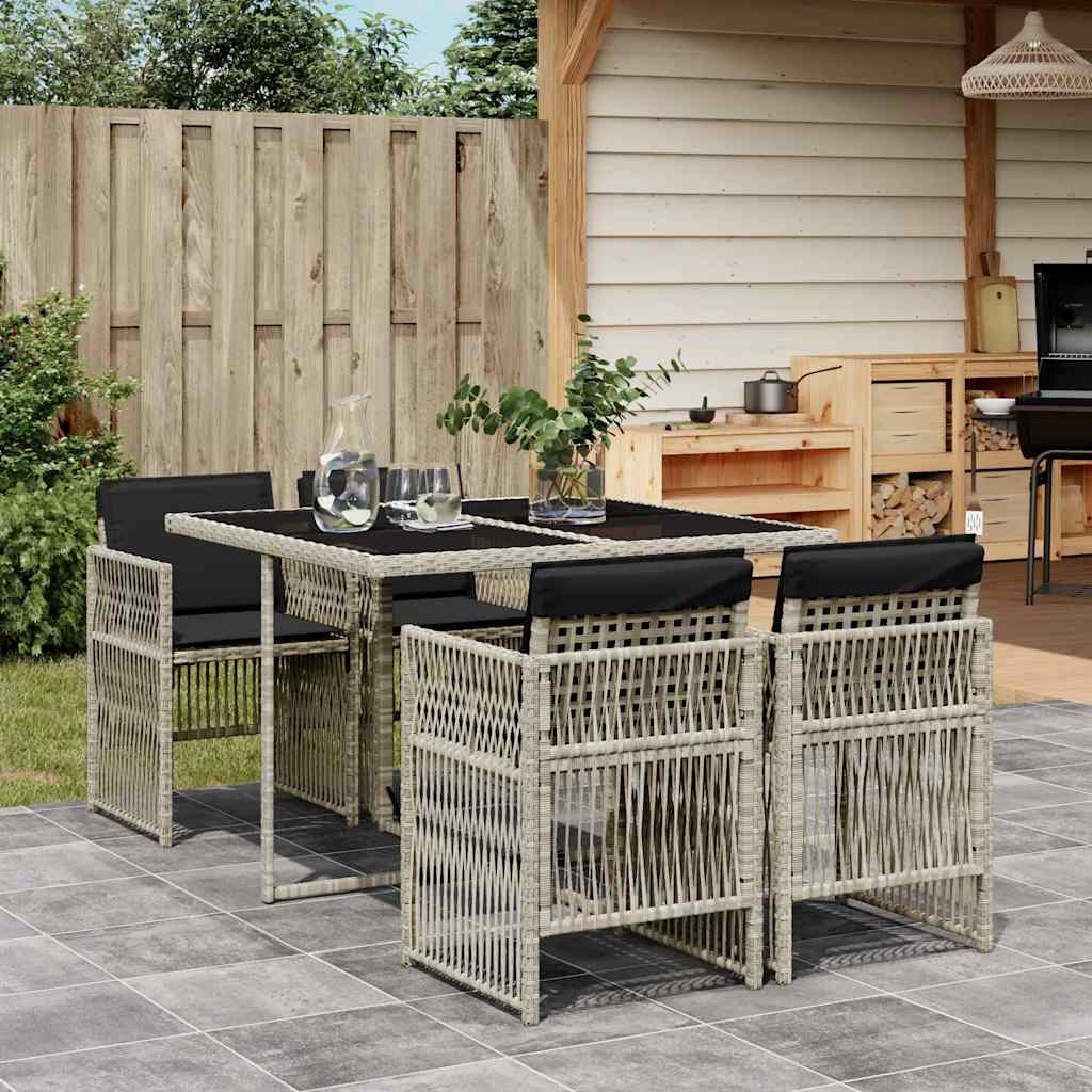 Vidaxl 5-Cz. Garden Furniture Set With Cushions, Light Grey