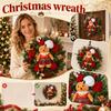 Artificial Christmas Wreath 50cm with Red and Gold Ball Ornaments and Velvet for Holiday Door Hanging Decor