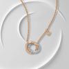 Emporio Armani Fashion Simple Trendy Double Ring Diamond Inlaid Stainless Steel Necklace Women necklace Rose-Gold EGS3004221
