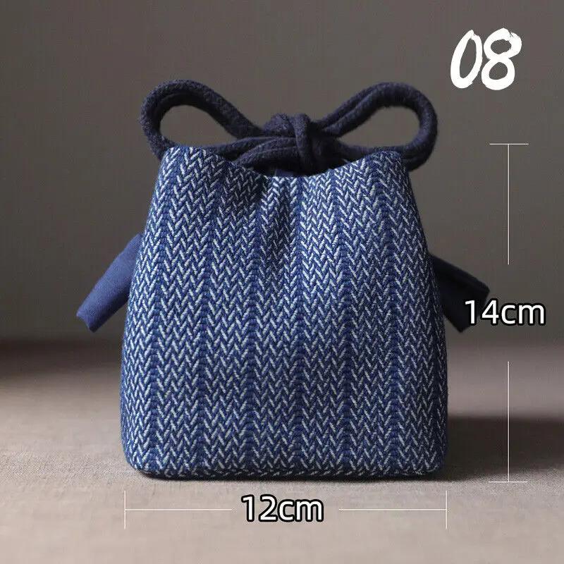 Teacup Bag Portable Travel Tea Set Storage Bag Tea Pots Four Or Six Cups Large Cloth Bag Outdoor Organizer Denim Organizer