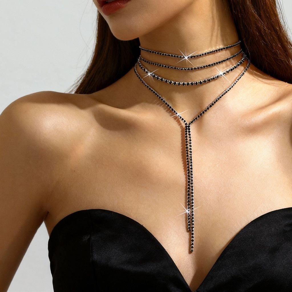 Geometric Pendant Necklace For Women With Sparkling Crystals And Multilayer Design For Fashionable Look