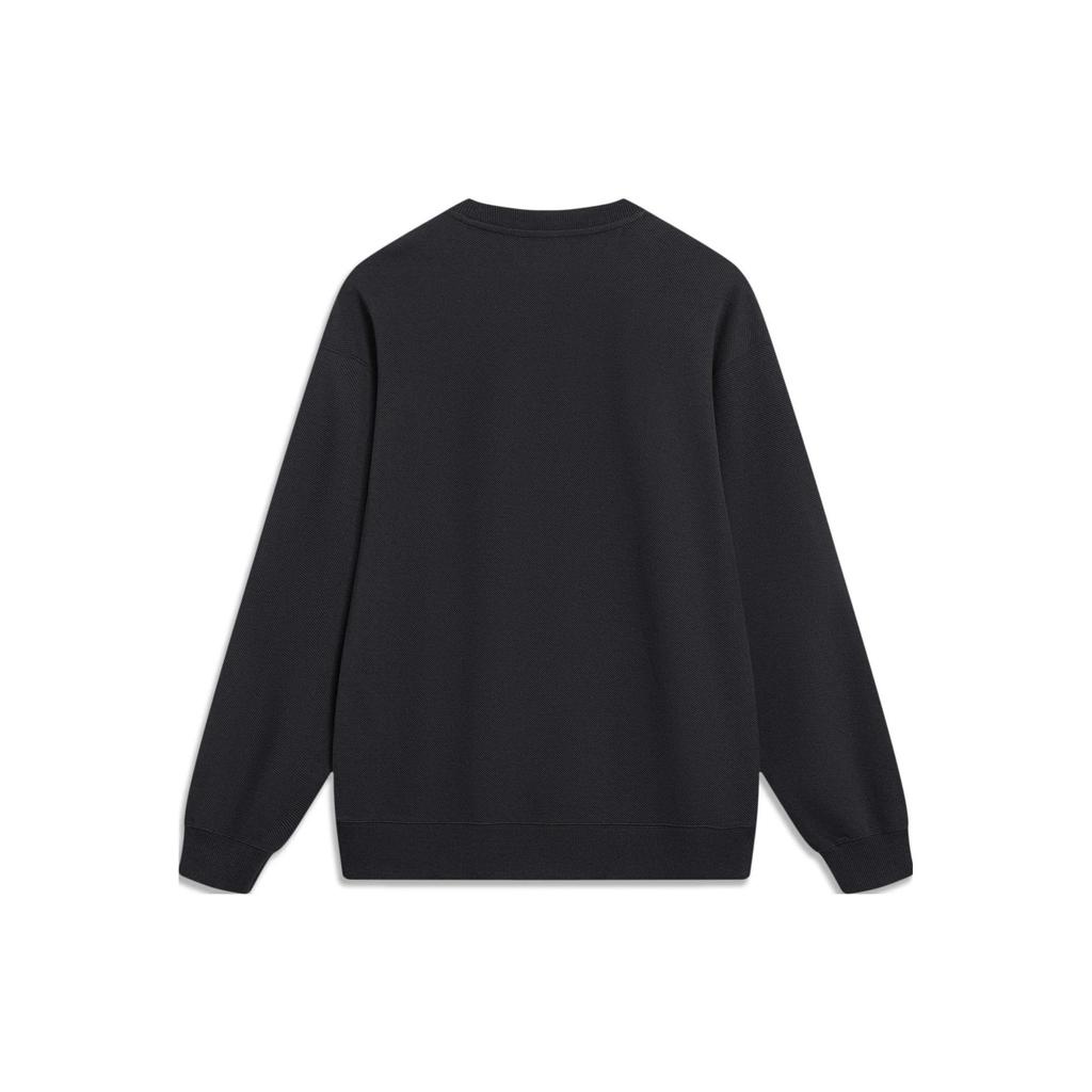 Li Ning Sports Lifestyle Series Letter Round Neck Pullover Loose Sweatshirt Men Sweatshirt Black AWDT387-3
