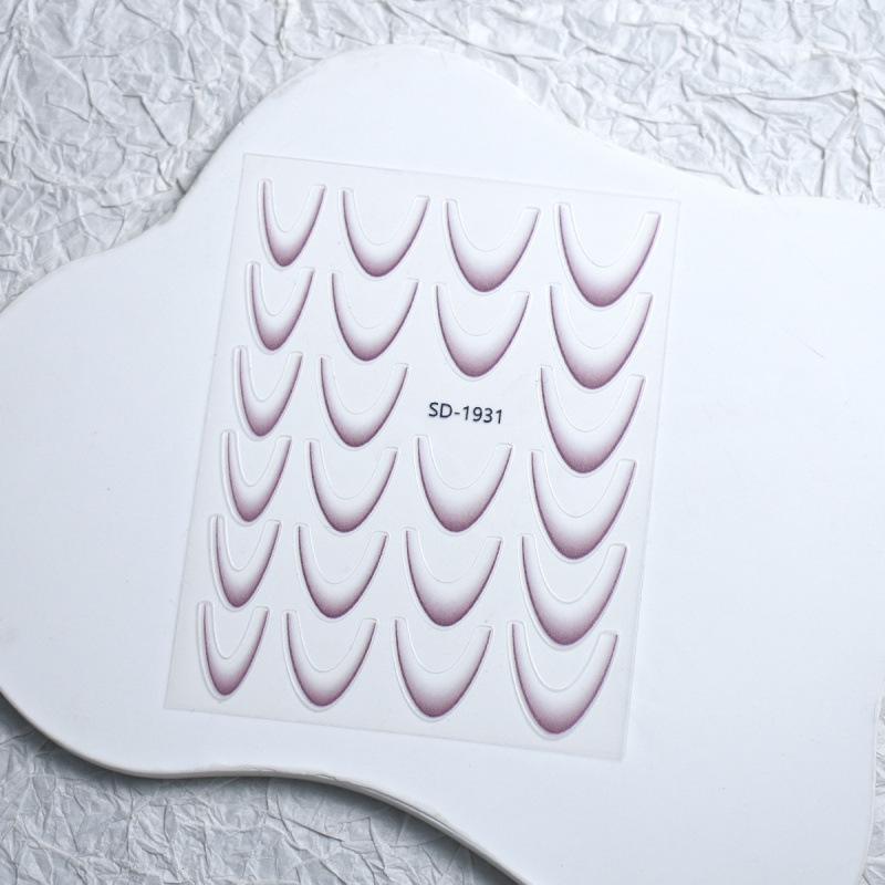 Gradient French Nail Art Stickers - Crescent Smile & Arc Decals