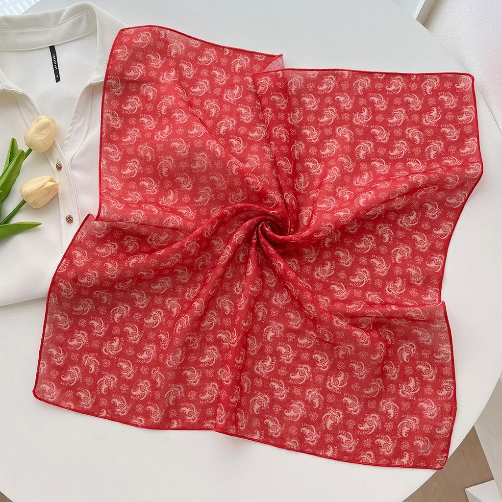 Korean version of small silk scarf women's spring and autumn versatile temperament 18CM cotton and linen small square scarf decorative small scarf sma