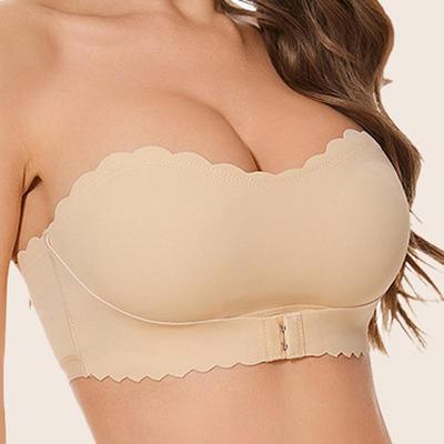 Women Seamless Solid Bras Push Up Strapless Front Closure Bra Underwear Ultra-Comfortable Wireless T-back Bra Intimate