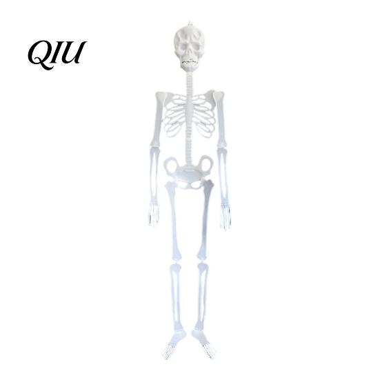 Glow Skeleton for Window Halloween Decor, 90cm-1.5m Fluorescent Fake Skull Prop Hanging Ghost Decorations Haunted House, Articulated Plastic Bar Party