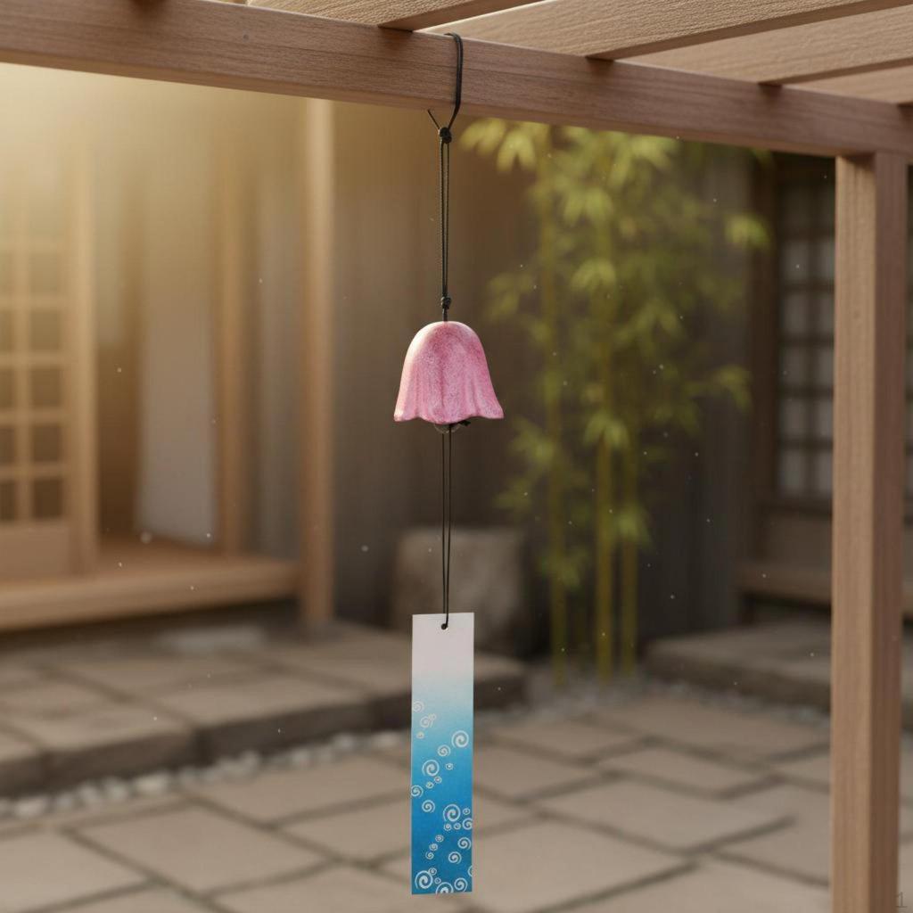 Cast Iron Wind Chime Soothing Sound Japanese Design Bell Easy to Hang Mount Fuji Painted