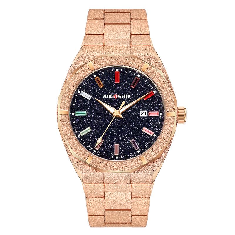 Waterproof Quartz Wristwatches Luxury All Stainless Steel Paul Rich Style Hip Hop Luminous Star Dust Frosted Watch