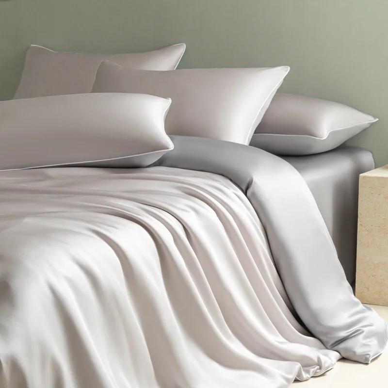 Jednobarevná dvoutónová praná ledově hedvábná ložní souprava letní chladivý pocit prostěradla moderní jednoduché měkké prodyšné sady přikrývek