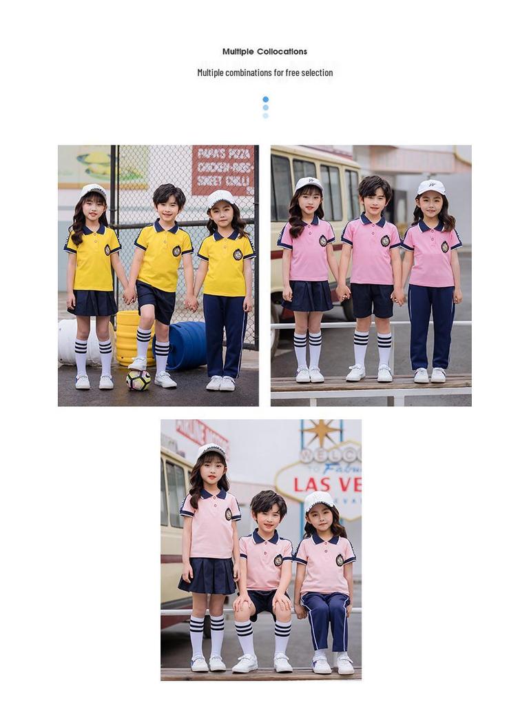 2025 Kids' Summer School Uniform: Short-Sleeve T-Shirt Sportswear for Kindergarten, Primary, and Secondary Students