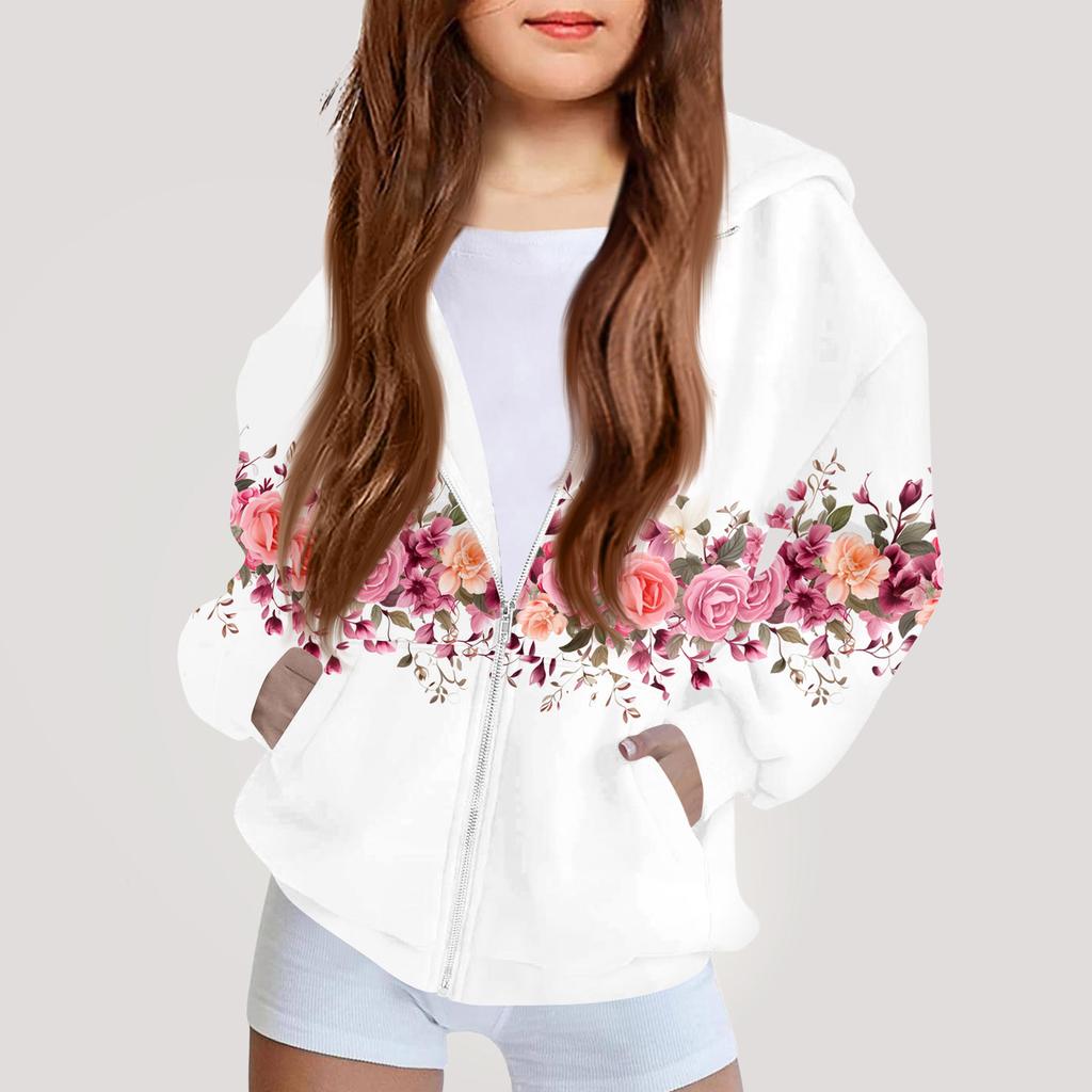 Moda dziecięca Bluza z kapturem z nadrukiem z długim rękawem Dziewczęca kurtka hoodie