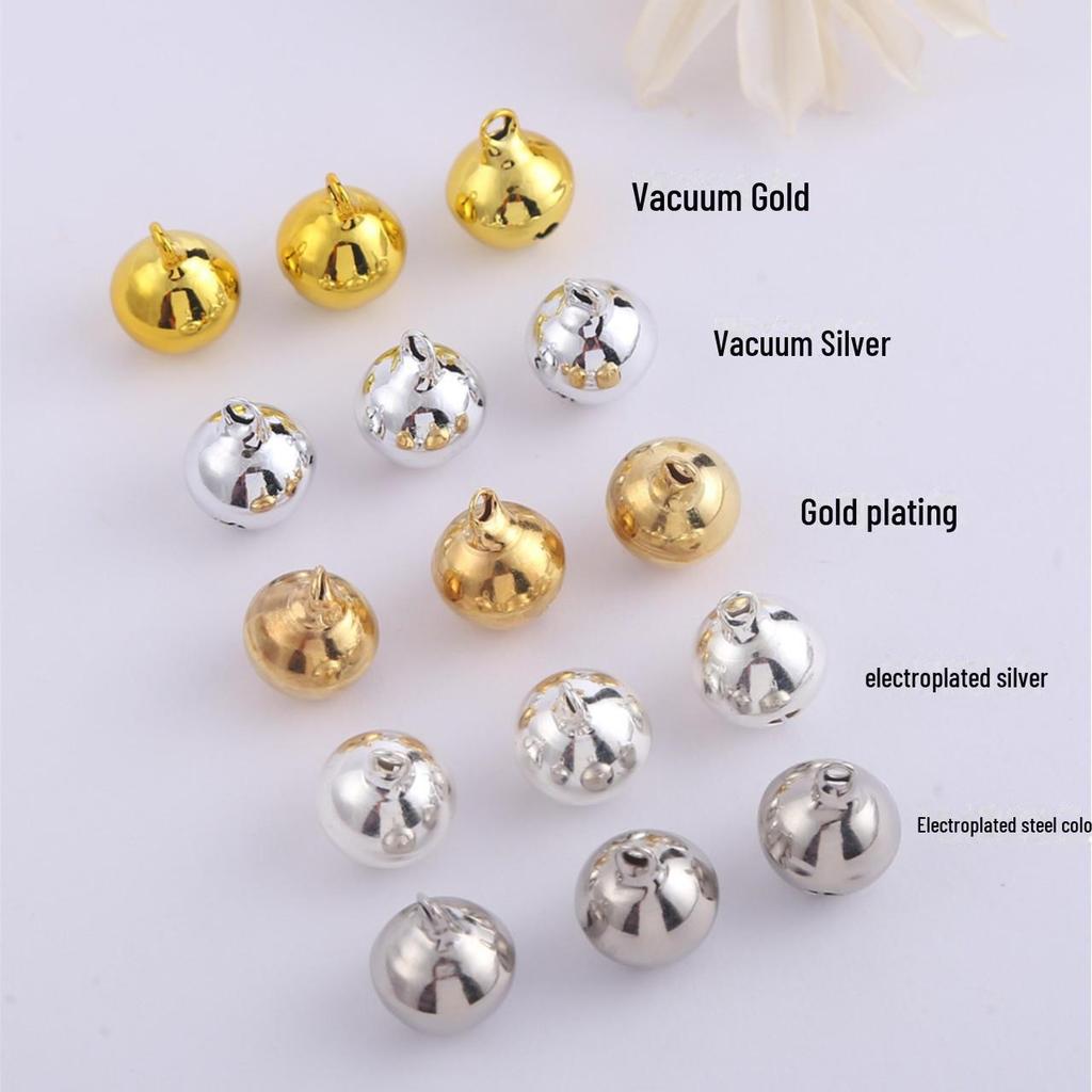 Electroplated Gold & Silver Beaded Copper Bells - DIY Handmade Craft Supplies.