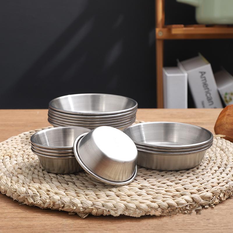 1PC Saucer Seasoning Dish Stainless Steel Spice Plate Western Restaurant Salad Small Bowl Tableware Kitchen Condime Serving Tray