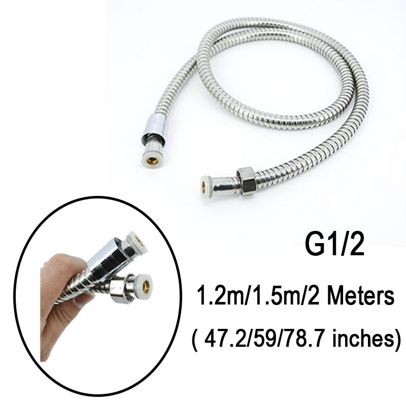 Silver 1.2m 1.5m 2m Bath Shower Water Hose Stainless Steel Flexible Pipe for Bidet Nozzle Head Plumbing Bathroom 120CM 150CM