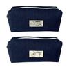 Large Capacity Stationery Bag Dark Blue Stationery Organizer Cute Denim Pencil Case  School Office