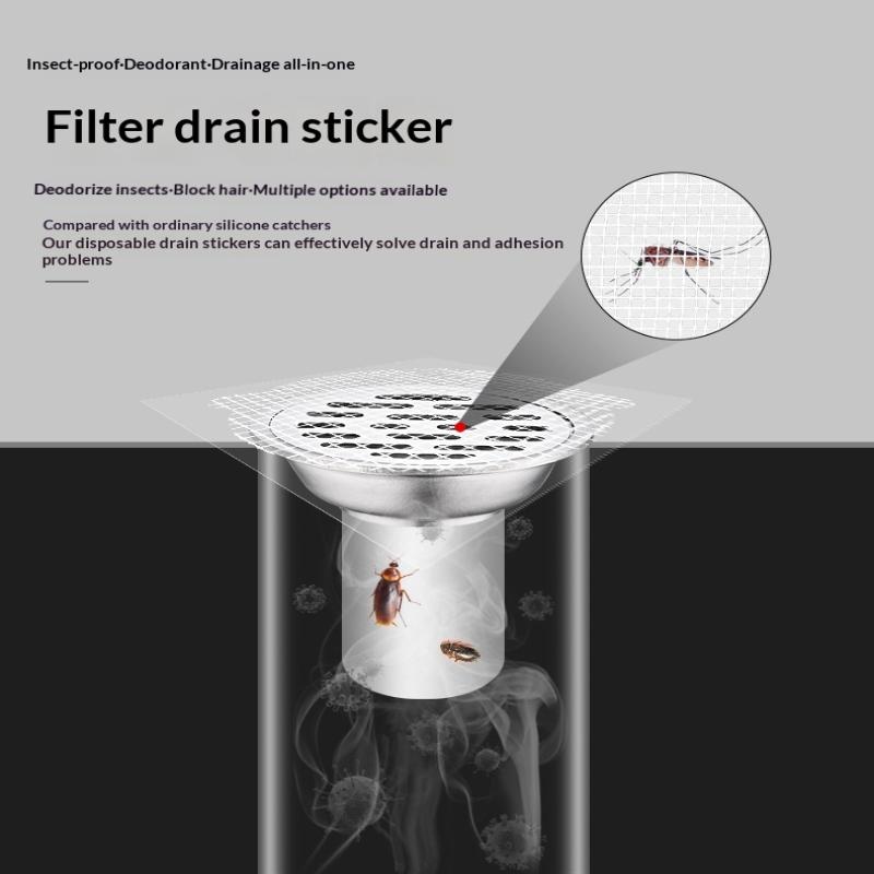10PCS Floor Drain Patch Disposable Anti-Clogging Filter Patch Bathroom Sewer Hair Catcher Kitchen & Bathroom Clogging Tools