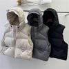 Kroean Style Autumn Winter Sleeveless Waistcoat Women Thick Short Vest Coat Warm Jacket Female Vest Top Hooded Women Cotton Vest