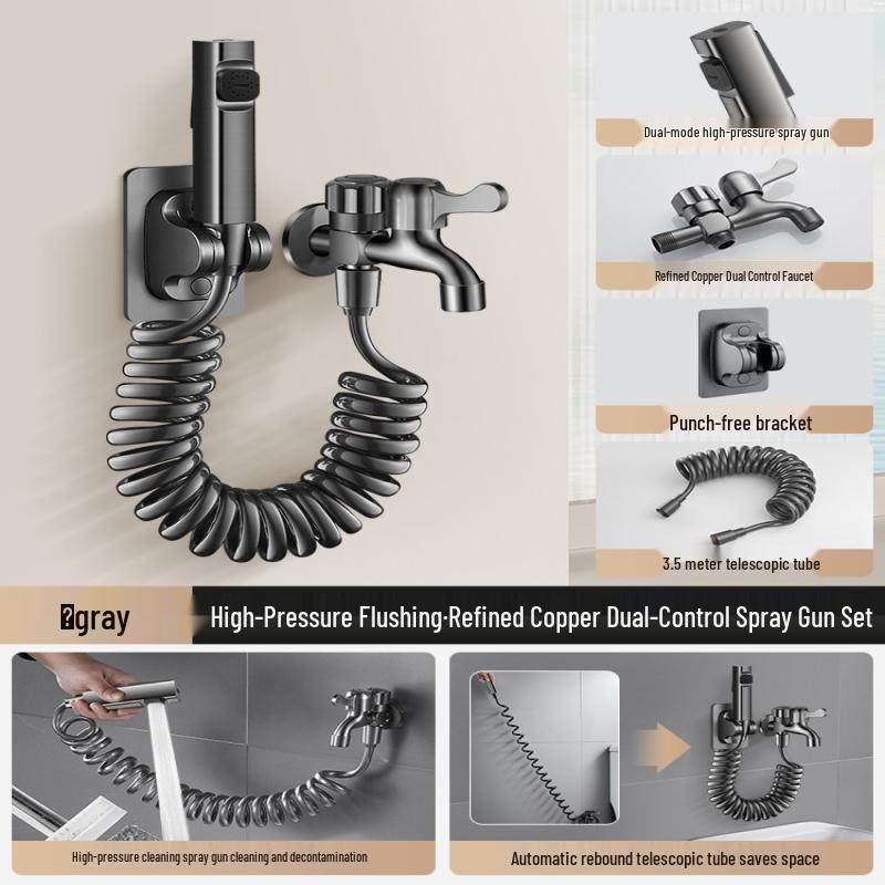 TLXT Wall-Mounted Dual-Outlet Washing Machine Faucet