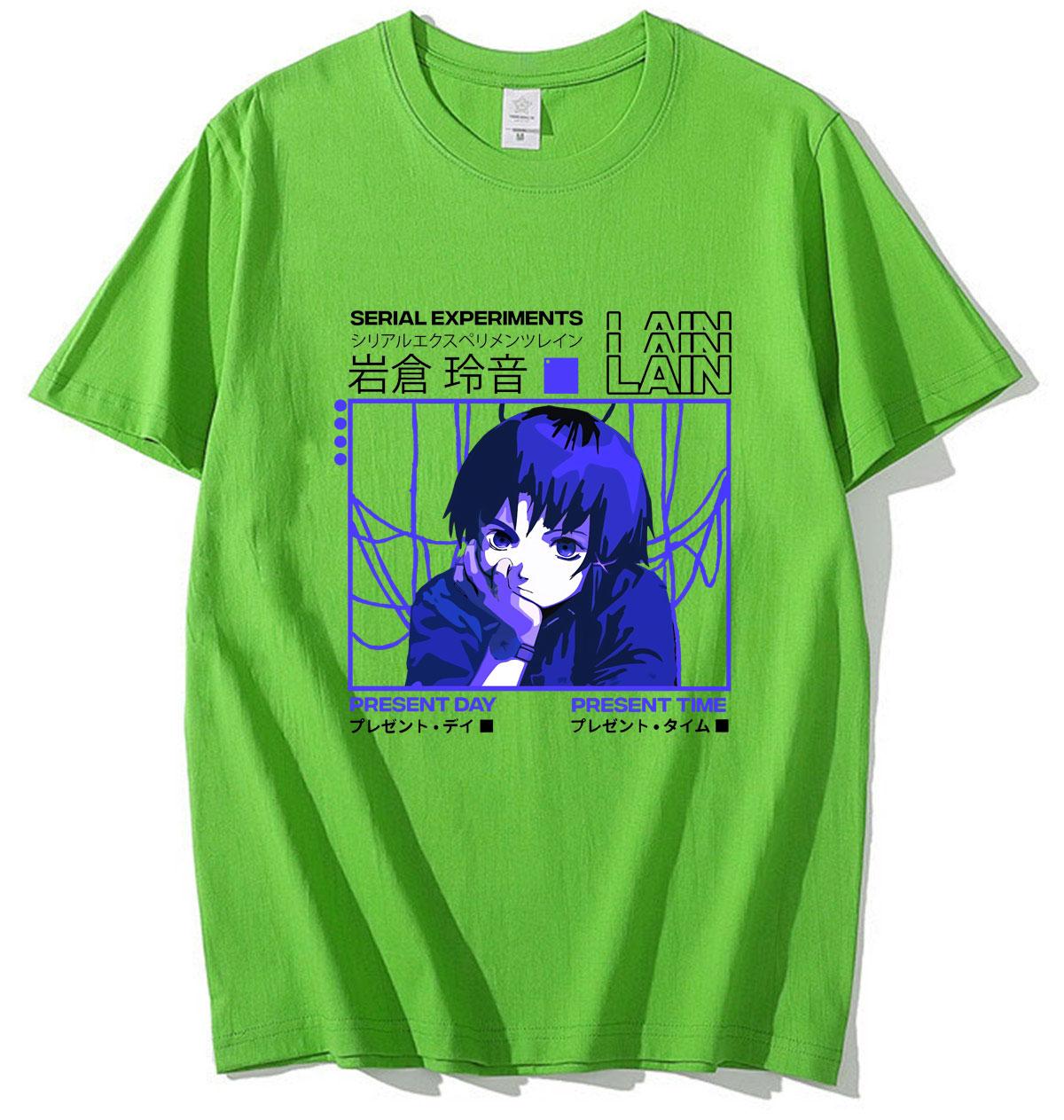 

Serial Experiments Lain Oversized T-Shirt Men Cotton T Shirt Glitch Iwakura Manga Weeb Girl Sci Fi Anime Short Sleeve Tee Tops XL