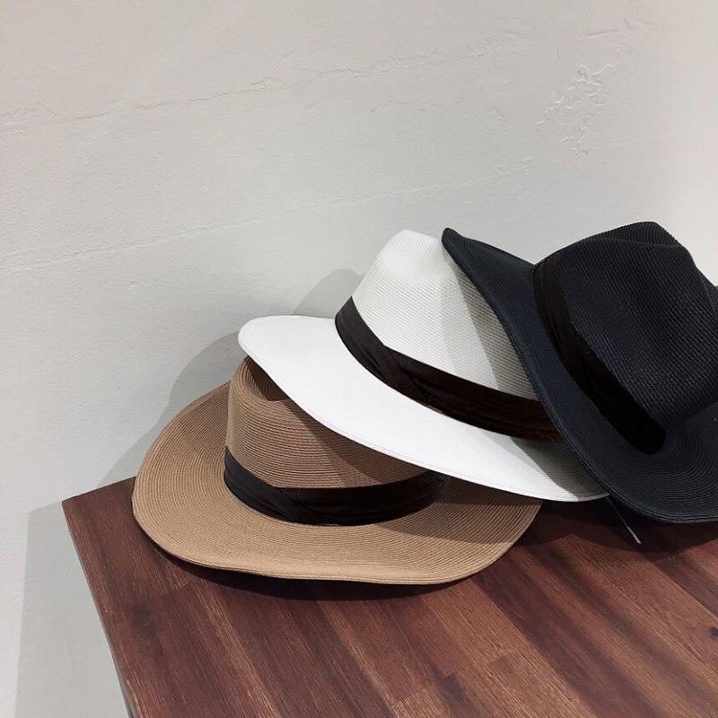 Hat Style Versatile Straw Woven Three Elegant Solid Color Panama Hatscaps