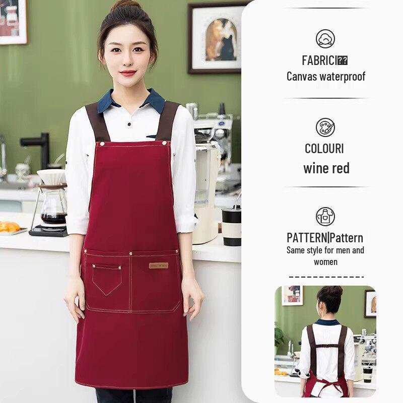 Custom Logo Waterproof Waist Apron for Milk Tea, Hot Pot, and Coffee Shop Staff