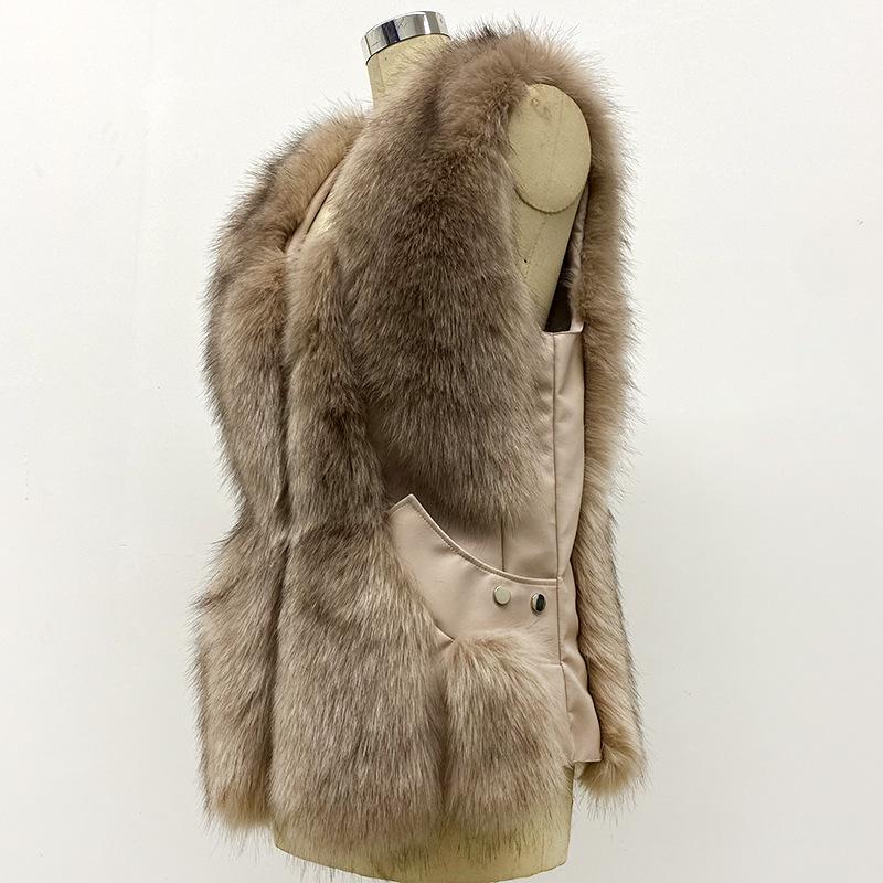 Gilet en fourrure pour femme, nouveau vêtement d'automne et d'hiver, vêtement d'extérieur, tempérament, fourrure artificielle, imitation poils de renard, veste chaude