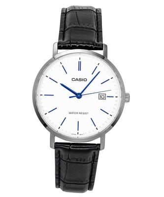 Analog Leather Strap White Dial Quartz MTP-VT05L-7E Men's Watch