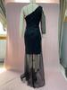 Dreamy High-Slit Sequin Evening Dress - Long Sleeve Women's Formal Wear
