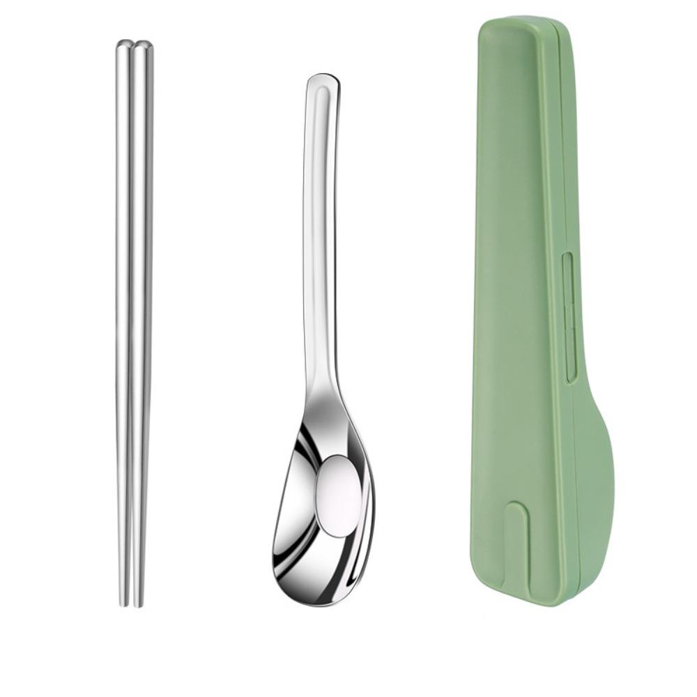 2Pcs/Set with Buckle Travel Cutlery Set with Storage Box Spoon Chopsticks Set  Outdoor