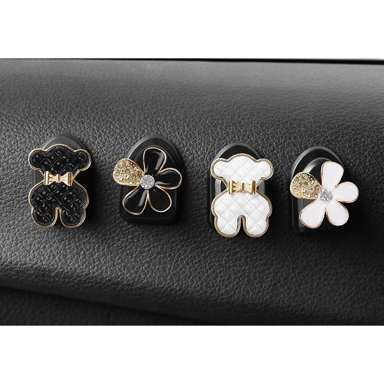Mini Hook In The Car Center Console Seat Back Camellia, Bear, Multi-functional Storage ABS Data Cable Small Hook Auto