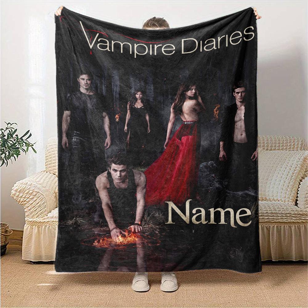 Custom Name Vampire Diaries Theme Printed Blanket Perfect For Couch Bed Travel Outdoor Use Machine Washable Cozy Durable
