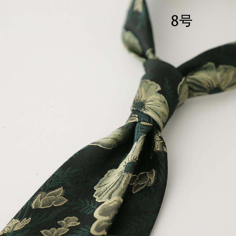 Retro Gentleman Style French 8Cm Men'S Tie, Dark Green Coffee Burgundy Stripe Occupation