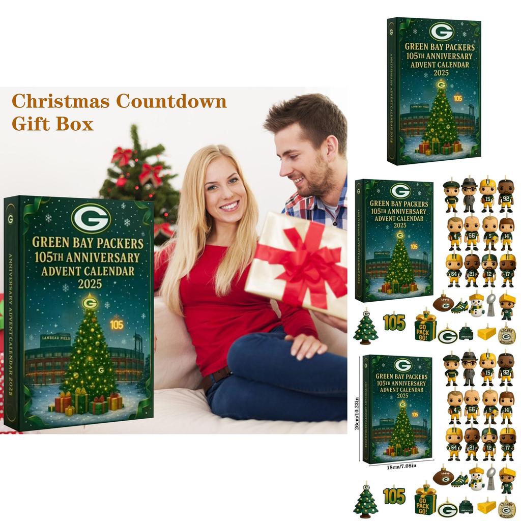 Green Bay Packers Jubiläums-Adventskalender Acryl Weihnachtsdeko Geschenk für Sportfans