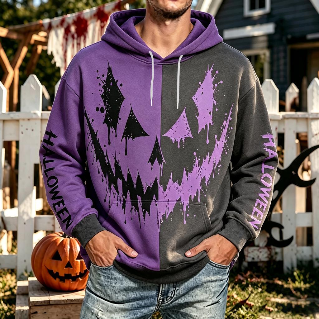 Men's Halloween Hoodie with Pockets Casual Sporty Comfortable Pullover Sweatshirt