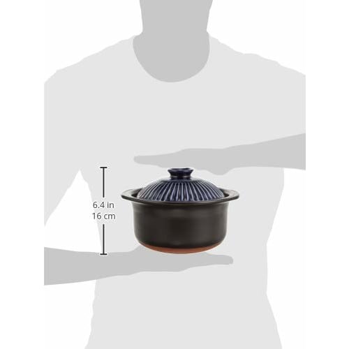 Ginpo Pottery Chrysanthemum Rice Cooker (2-cup capacity, lapis lazuli finish) "Banko ware, double-lidded earthenware pot, rice cooker, Ginpo rice cook