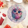 Metal Owl Wind Chime Outdoor Hanging Decor 2D Kinetic Floral Design for Garden Patio Christmas Thanksgiving Gift No Electricity Needed