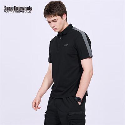 Men's Short Sleeve Color-block Embroidered Polo Shirt