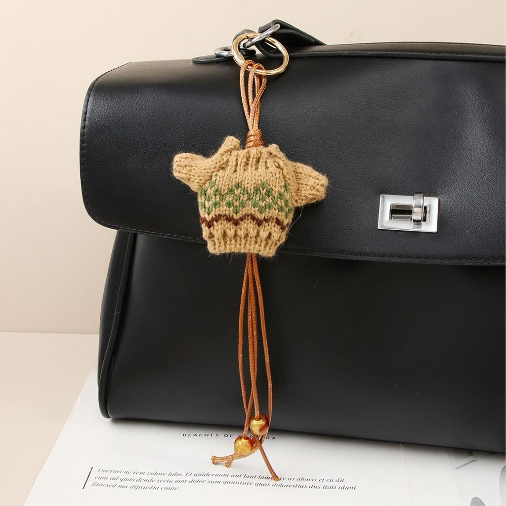 Vintage Woolen Mini Doll Bag Charm With Beaded Decor For Casual Accessories 2024 Spring