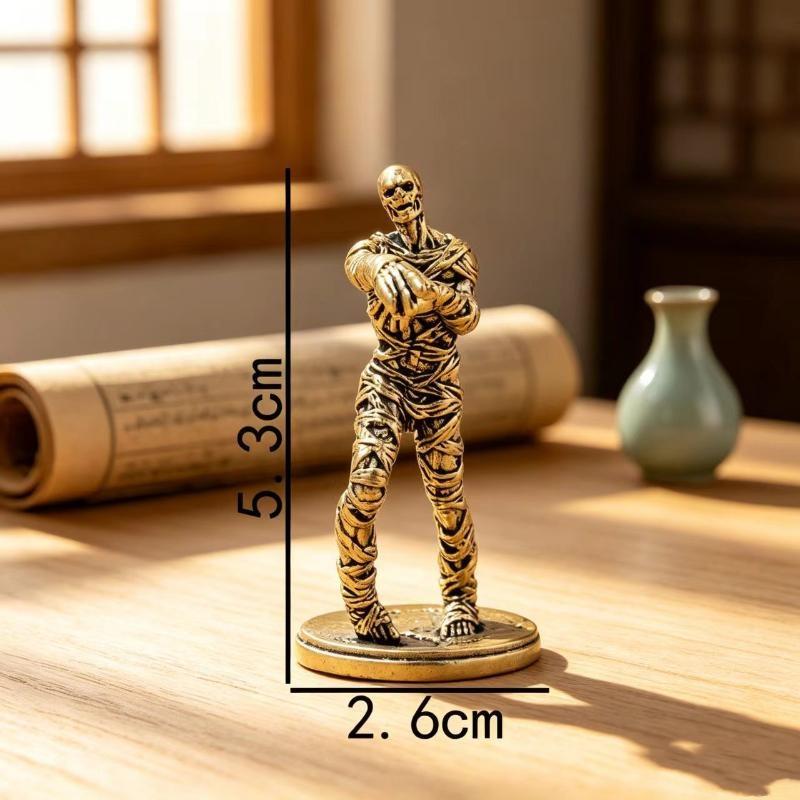 Brass Walking Dead Figurine Vintage Golden Zombie Miniature Collectible Solid Craft for Home Office Shelf Decor Gift