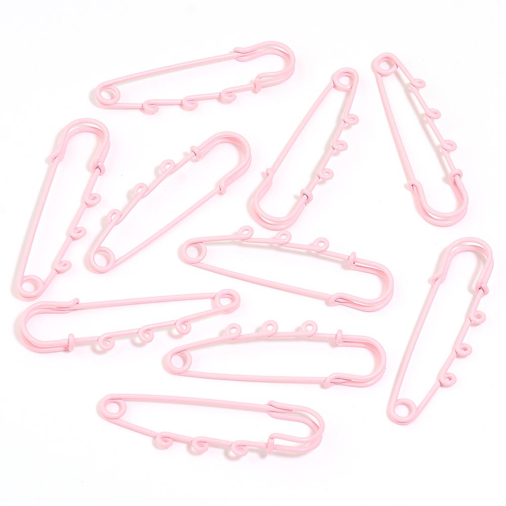 6pcs Safety Pins Brooch Blank Base Brooch Pins With 3 Loops Colorful Metal Pin DIY Brooch Charms For Jewelry Making Accessories