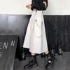 Student Gothic Long Techwear Skirts Women Grunge Punk High Waist Chain Pocket Strap Black Cargo Skirts Goth Harajuku Streetwear