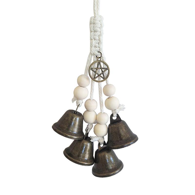 Melodisches Boho-Windspiel Natürlicher Holzring Vintage Metallglocken Wasserdicht für Außenbereich Hof Heimdekoration