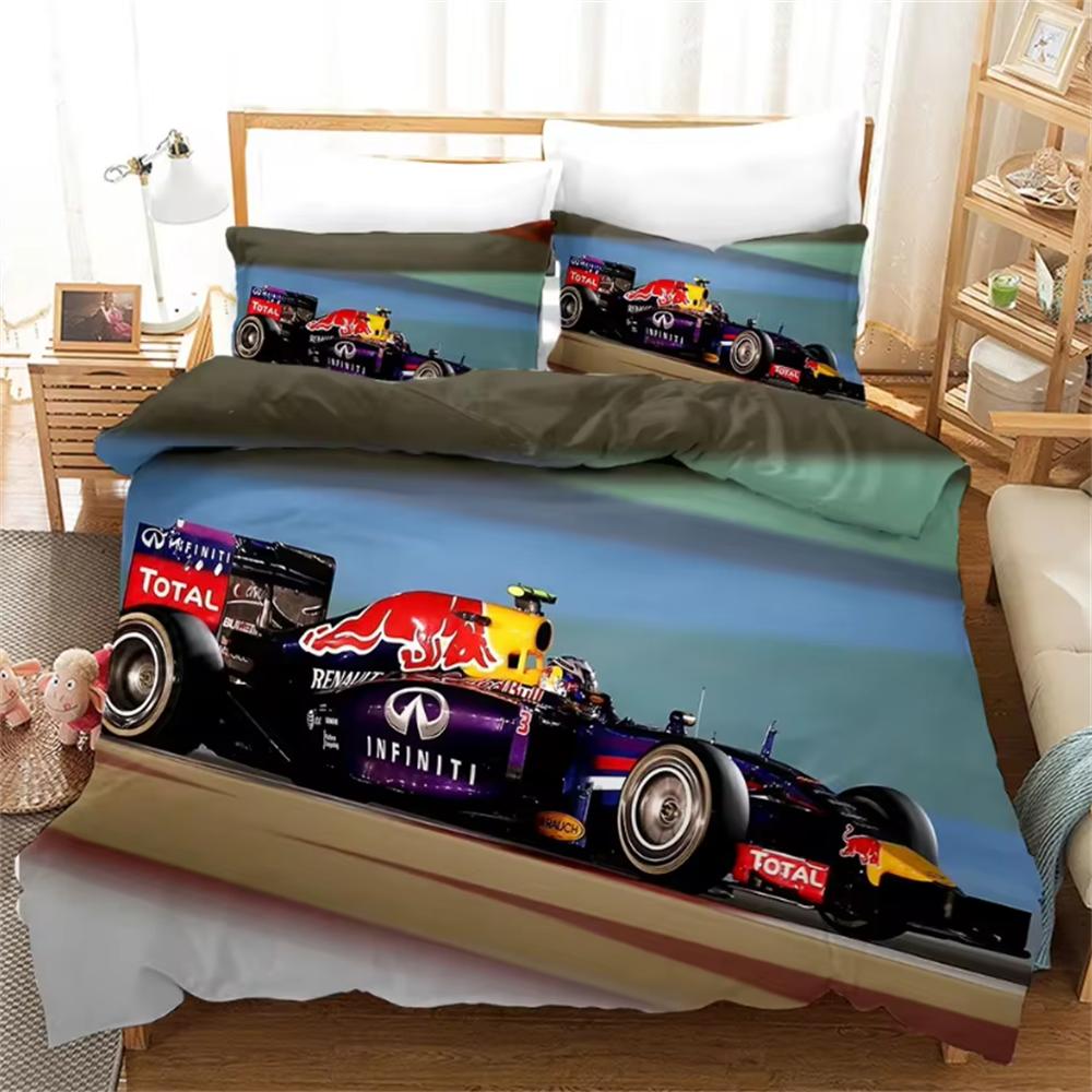 Red Racing Car 3D Kids Boy Bedding Set F1 Game Racer Printing Duvet Cover 2/3pcs Bedclothes with Pillowcase Twin Full Bedspread