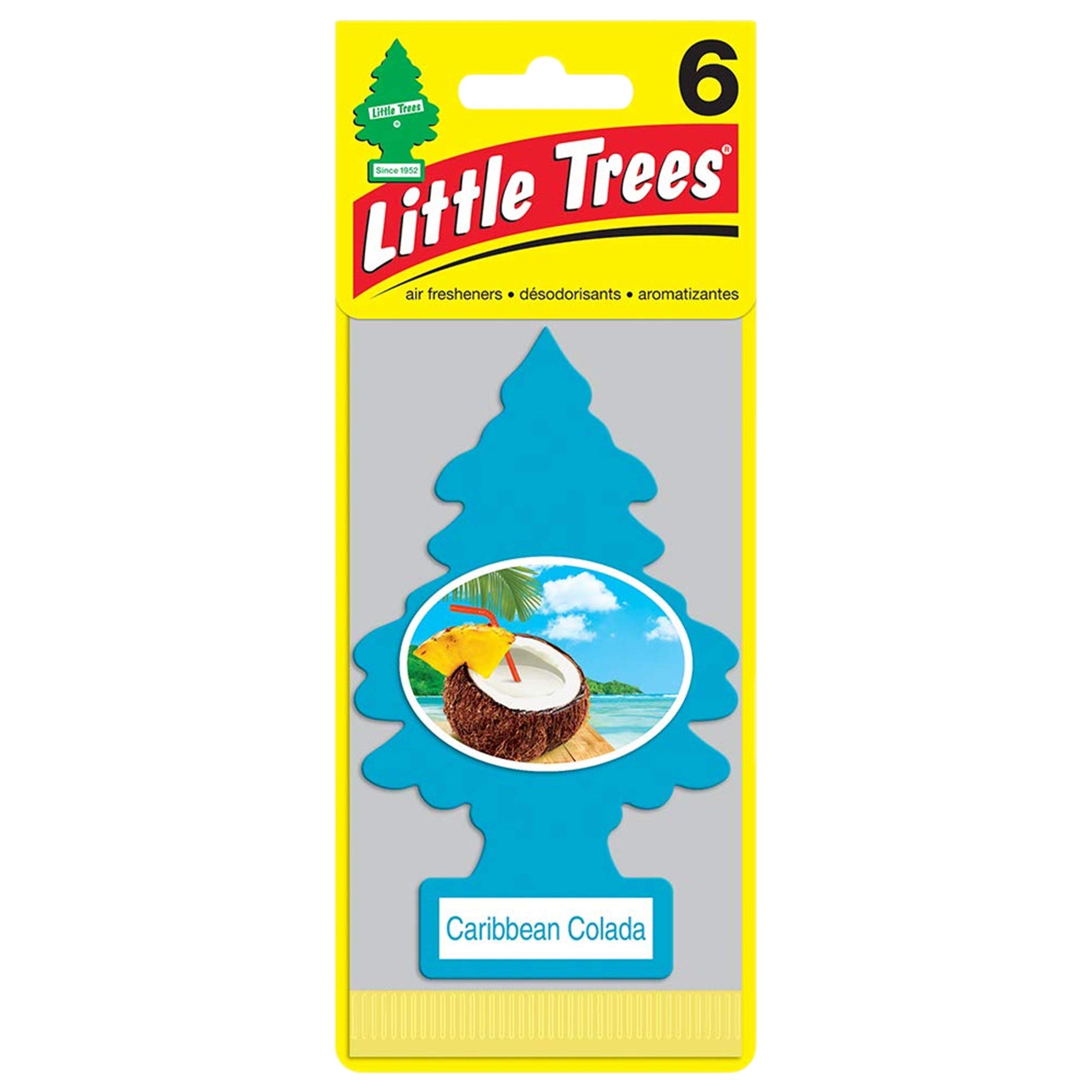 

Little Tree Air Freshener 6pac [Carlibean Colada] Great value set синій