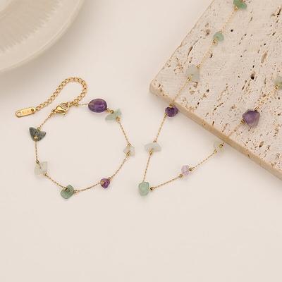New Color Natural Stone Necklace Temperament Light Luxury Niche High -level Sensory Clavicle Chain