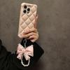 Różowa kokardka z perełkami brelok na nadgarstek zawieszka do telefonu akcesorium do torby